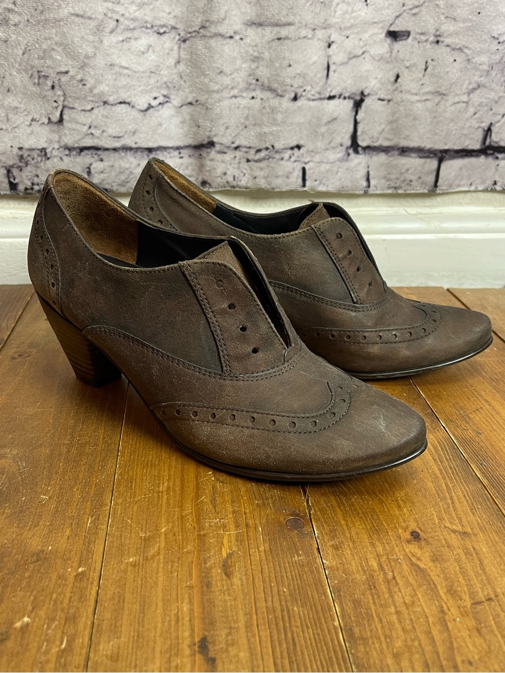 Paul green Kelsey Oxford heels wingtip brown leather US women’s 7
